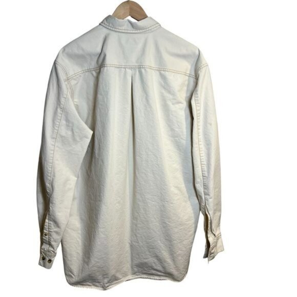L.L. Bean Men’s Shirt Canvas Cotton Work Shirt Size XL Tall Off White Gorpcore - Picture 2 of 10